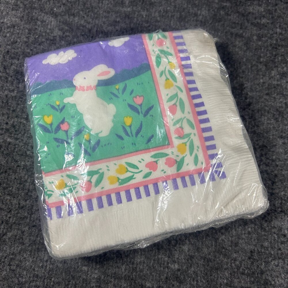 NOS Gibson Vintage Beverage Napkins‎ 20pc 3 Ply 9.75x9.75 Easter Holiday Bunny